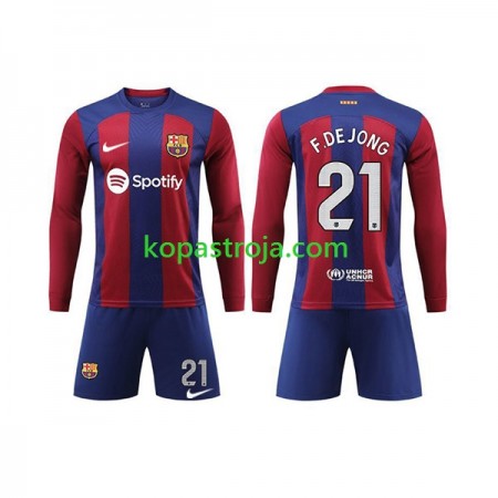 Billiga Fotbollströjor FC Barcelona Frenkie de Jong 21 Barn Hemma tröja 2023/24 Långärmad